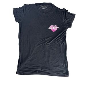 Adam Levine Girls Black Snow Bunny Heart Graphic T Shirt Size L‎